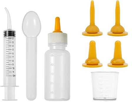 NQEUEPN 9 Piezas Tetina de Alimentación para Mascotas con Biberón y Jeringas, Tetinas de Alimentación de Silicona Kits de Lactancia para Mascotas Biberones para Gatitos Recién Nacidos Cachorros