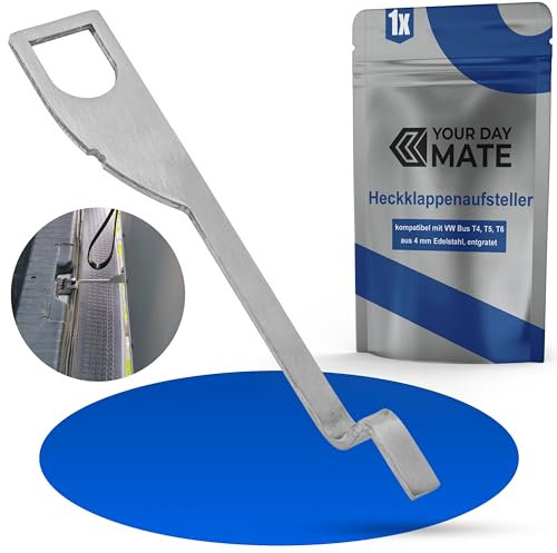 Heckklappenaufsteller, 197 mm, aus Edelstahl, kompatibel mit Volkswagen VW T4, T5, T6 Bus, Transporter wie Beach, California, Comfortline, Team, Türsicherung Heckklappe Aufsteller, Heckklappenhalter