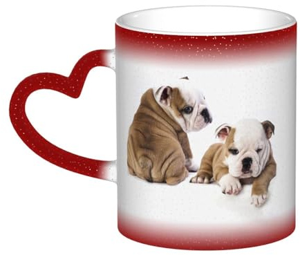 VducK Bulldog Dogs Print Colour Changing Mug 11oz Personalised Magic Mug Tea Cup Ceramic Coffee Mug Heat Activated Colour Changing Mug