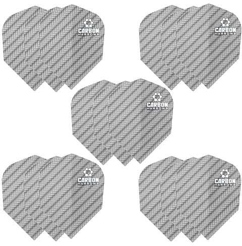 Harrows Carbon Dart Flights | 5 x Sets Darts Flights (15 Flights insgesamt) I 100 Mikron Dart Flights I Premium Extra Strong Made in UK I Professionelles Dartzubehör I Silber-Dart-Flights