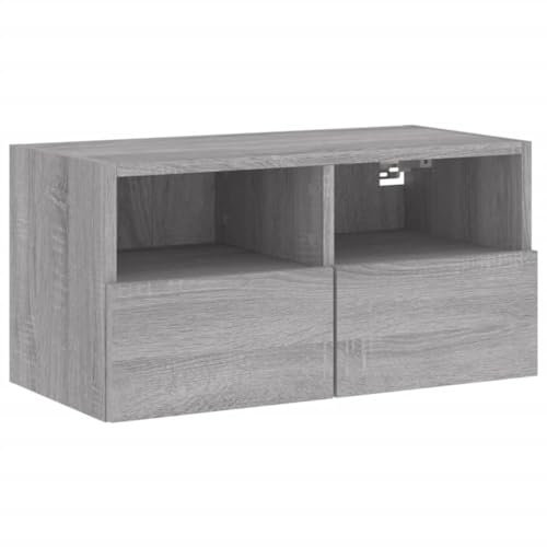 vidaXL Meuble TV Mural, Armoire de Télévision Suspendue avec Compartiments, Meuble Télé Flottant de Salon, Moderne, Sonoma Gris Bois d'Ingénierie