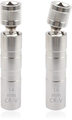16mm&14mm Spark Plug Socket,Thin Wall 12 Points 3/8 Drive Spark Plug Removal Tool Compatible with BMW Nissan More Car,CRV Steel Magnetic Spark Plug Socket Set Car Tools (14mm+16mm)