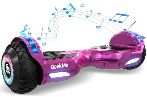 GeekMe Hoverboards 6,5 Zoll Dualmotorräder, Selbstausgleichende Hoverboards mit LED-Licht, Smart Bluetooth, Selbstausgleichendes System, Geschenke für Kinder