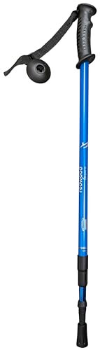 Bâton de randonnée télescopique en aluminium léger anti-choc avec hauteur réglable et poignée ergonomique Bleu
