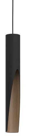 EGLO LED Hängelampe Barbotto, Pendelleuchte über Esstisch mit indirekter Beleuchtung, Hängeleuchte aus Metall in Schwarz und Holz-Optik, GU10-Leuchtmittel, warmweiß, FSC zertifiziert