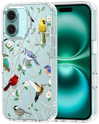 MOSNOVO Hülle für iPhone 16 – Durchsichtige, schlanke, stoßfeste TPU+PC-Handyhülle, [6,6 Fuß Fallschutz/Anti-Abziehen] - Wilder Vogel