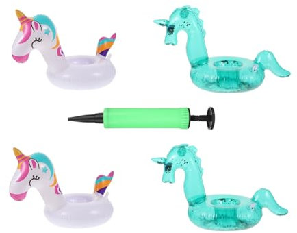 Abaodam 4 Pièces Porte-Gobelet Gonflable Jouets De Piscine Créatifs Piscine Licorne Gonflable Plaques De Tasse Flottantes Créatives Flotteur De Boisson Gonflable Porte-Gobelet Réutilisable