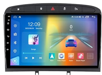 Autoradio 2 Din pour Peugeot 408 2012-2020,Android 13 Audio de Voiture 9 écran Tactile Carplay sans Fil Android Auto Bluetooth 5.0 RDS DAB+ Radio FM AM/DSP Commande au Volant+Caméra de recul(Black,NF