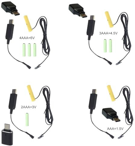 CYILPR AAA-Batterie-Entferner, 2-in-1-USB/Typ-C-Netzteilkabel, 3 AAA-Batterien ersetzen, 1,5, 3, 4,5, 6 Volt