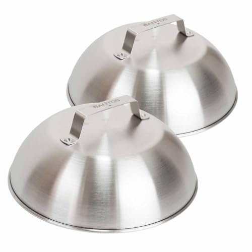 SANTOS Grillglocke Edelstahl 22 cm – Perfekte Garhaube für geschmolzenen Käse, Cheeseburger, indirektes Garen, Räuchern & Warmhalten – Spülmaschinengeeignet