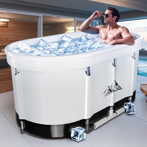 Bañera de hielo XL de 130 galones para inmersión en frío, bañeras ovaladas grandes para atletas, bañera portátil de inmersión en frío, bañera de agua fría plegable, inmersión fría para la familia,