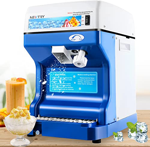 NEWTRY Tritaghiaccio elettrico commerciale con lame in alluminio a spessore regolabile, 260 lbs/ora macchina per granite professionale per piccoli cubetti di ghiaccio per casa feste o bar