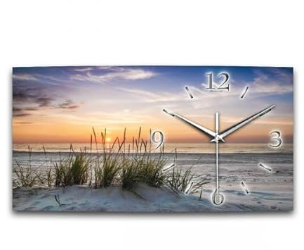 Kreative Feder Designer-Wanduhr Düne Sandstrand Meer Relax XXL Designer leise Wanduhr in modernem Design Made in Germany (WA013, 50x25cm leises Quarzuhrwerk)