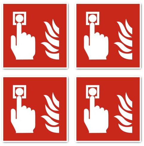Brandmelder Brandschutzzeichen: F005 - DIN EN ISO 7010 / ASR A1.3 - Aufkleber: 15 cm, 4 Stück