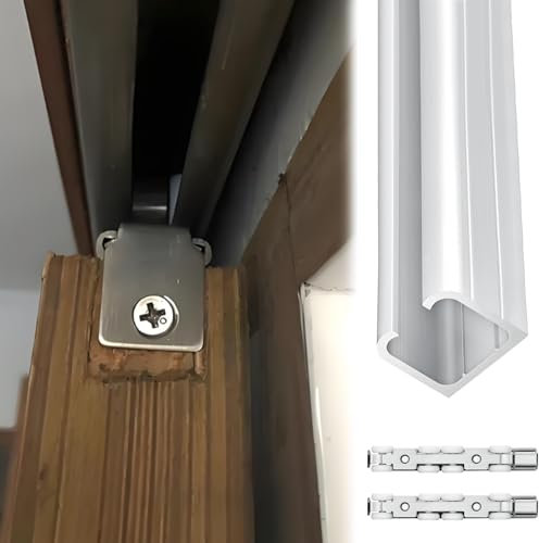 AMUFJJ Kit herraje Puerta corredera Kit De Herrajes para Puertas Corredizas Ocultas con Riel, Riel De Aluminio para Puertas Corredizas Empotradas, Montaje En Techo Y Pared.(White,60in/1524mm)
