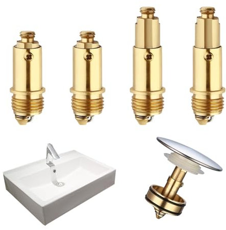 4 piezas Valvula Click Clack Lavabo, Válvula para Lavabo Clic Clac, Perno Válvula de Desagüe, Latón de Recambio para desagüe de Lavabo, Perno De TapóN De LatóN con Resorte para MayoríA De Los Lavabos