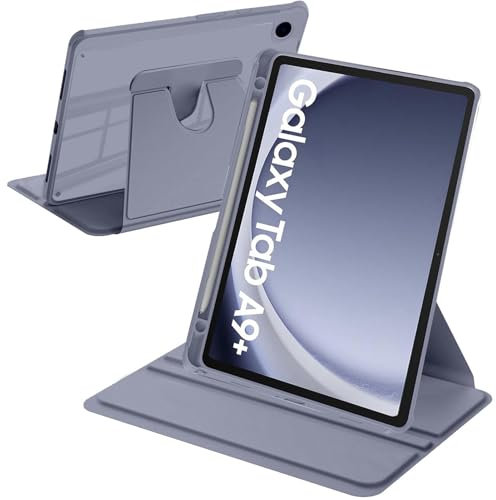 A-BEAUTY Custodia Rotante Compatibile con Samsung Galaxy Tab A9 Plus 11 Pollici 2023 (SM-X210/X216/X218), Antiurto Trasparente Cover, Auto Svegliati/Sonno, Lavanda