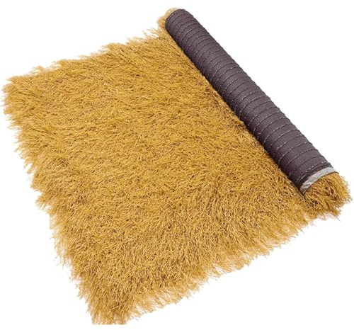 Techo de Paja Sintética Ignífugo, Rollo de Paja Tiki Artificial para Cubiertas de Sombrilla Patio Hawaiana Fiesta Jardín Tiki Bar Cabaña Decoraciones Terraza(Size:1*20m(3.2*65ft),Color:amarillo)