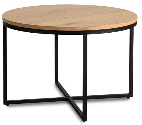 MEBEL ELITE Couchtisch Rund 70 cm x 46,5 cm - Modern Wohnzimmertisch Holzoptik - Sofatisch Rund für Wohnzimmer und Büro - Runder Tisch - Pflegeleicht und langlebig