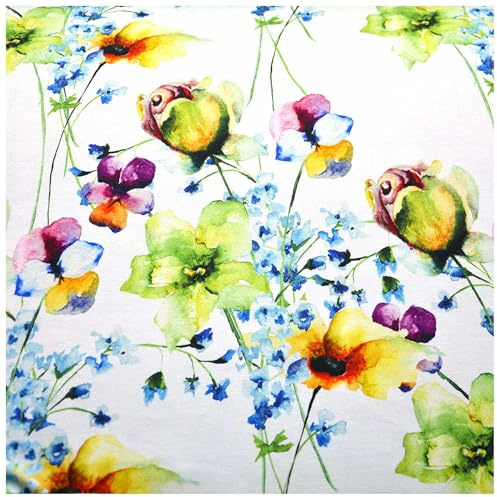 Jersey Sommerblumen ab 1m Viskose Sommerstoff Meterware Digitaldruck Jerseystoff, Motiv:Motiv 5
