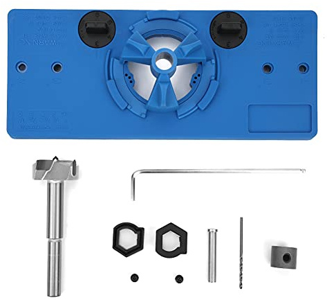 1.37in Hinge Hole Jig Kit, Woodworking Template with Stainless Steel Guide for Door Cabinet Installation