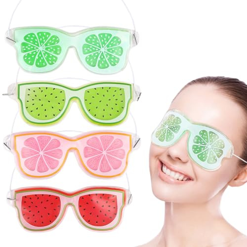 JEYORZY 4 Stück Gel Augenmaske Kühlend, Augen Kühlpads, Cooling Eye Mask, Gel Kühlpads für Kinder, Kalt Warm Kompresse, Kühlbrille für Augenringe Geschwollene Augenermüdung Lindern Migräne (Quadrat)