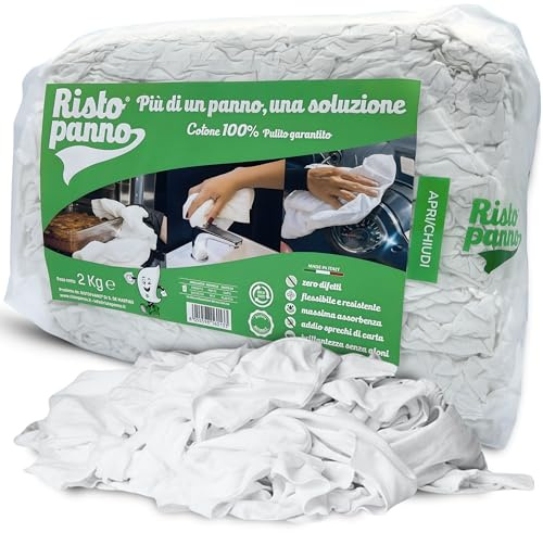 Ristopanno Home - 2KG Panni Multiuso - Stracci Bianchi Cotone