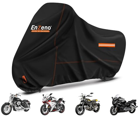 Enzeno Motorrad Abdeckplane Outdoor Motorradabdeckung Wasserdicht,210D Motorradplane Abdeckung Winterfest,Motorrad Plane für Moped Roller Motoroller Motor(275x105x125cm)