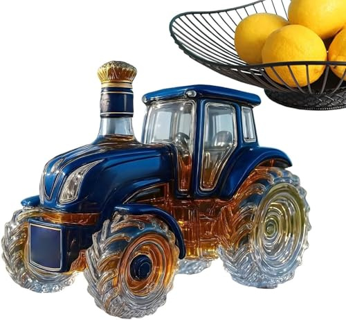 Tractor-Shaped Whiskey Bottle,300ml 3D Tractor-Shaped Whiskey Bottle,Novelty Glass Whiskeys Decanter,Art Sculpture,creatives Car-Themed Empty Bottles,All Wine Wine Container