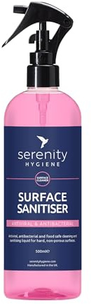 Serenity Hygiene Antibacterial Surface Sanitiser - Multipurpose Disinfection Spray - Food Safe Vegan Friendly Formula - Great for Kitchens, Bathrooms and Other Hard Surfaces 500ml