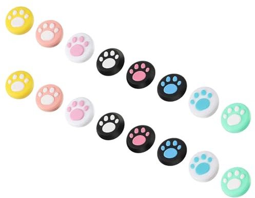 VALICLUD Capuchons Silicone Joystick 16 Pièces Motif Pattes de Chat Antidérapants Faciles à Entretenir pour Manette Switch Oled Protection Pouce Jeu Style Aléatoire
