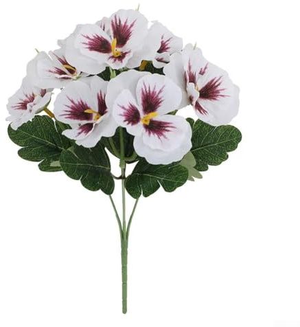 Juego de 9 tallos de flores artificiales de pensamiento sintético para decoración de interiores y exteriores con protección UV, adecuadas para césped y patio