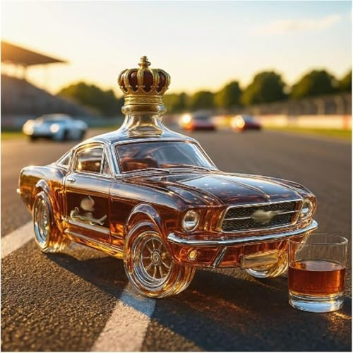 Bouteille de whisky en forme de voiture, décanteur de whisky original en forme de voiture, décanteur de whisky Wild Horse, verre à bec verseur, cadeau de whisky pour les hommes amateurs de voiture