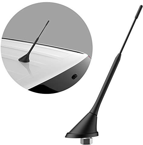 Navitec24 KFZ DACHANTENNE 23cm Antennenstab Auto FM + 12V AntennenVerstärker Ersatz für Antennensockel Stabantenne Antennenfuss Sockel RAKU2 Anschluss