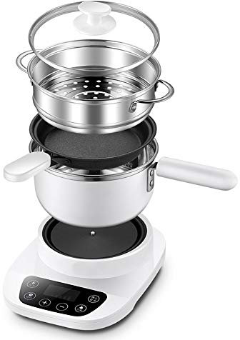 Xyanzi dianzhuguo 1.5L Multi-function Mini Electric Cooker for Home Dorm Cooking Face Artifact Waterproof LED Display 500W (color : With frying pan)