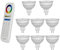 LIGHTEU®, 8x 4W 12V GU5.3 MR16 RGB + CCT LED-Strahler Farbwechsel und CCT WW CW Temperatur einstellbar, original Mi-Light, Glühlampe mit 8-Zonen-Fernbedienung (8x FUT104 + FUT089)