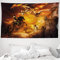 ABAKUHAUS Modern Wandteppich, mit einem Ritter auf einem Pferd Schloss Mystic Art Print, aus Weiches Mikrofaser Stoff Wand Dekoration Für Schlafzimmer, 230 x 140 cm, Schwarz und Ringelblume