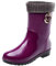 ANUFER Donna Elegante Punta Rotonda Metà Polpaccio Stivali da Pioggia con Fodera Removibile Viola SN021240 EU38