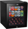 Baridi 50L Drinks Fridge/Beer & Wine Mini-fridge Cooler Table Top Fridge with LED Light & Reversible Glass Door | Bedroom Mini Bar with Lock & Key, Black - DH12