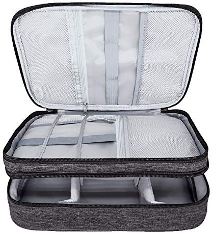 Ruyosn Kabel Organizer Tasche Kabel Wasserdicht Kabeltasche Groß Festplattentasche Elektronische Tasche Doppelschicht Elektro Organizer Cable Bag Elektronik Zubehör Organisator Grau