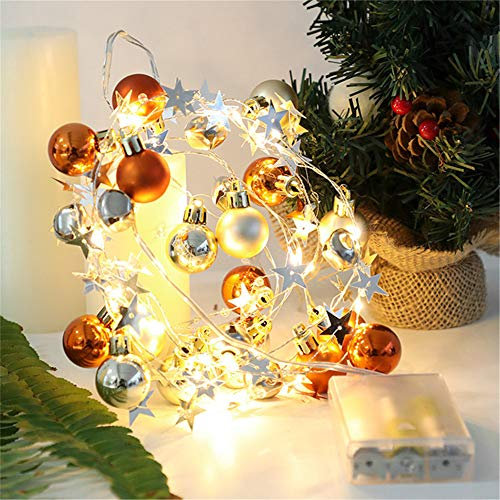 Nicole Knupfer LED Weihnachtskugeln Lichterkette, Dekorative 2m 20er LED Christbaumkugeln, Batteriebetrieben Weihnachtslichterkette für Weihnachten (Kupfer)