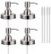 4 Pack Mason Jar Soap Dispenser Lids with Pumps, Rustproof Stainless Steel, Lotion Soap Dispenser Lids Replacement for 16 oz Regular Mouth Mason Jar Decor, 4 Brushes Included Silver