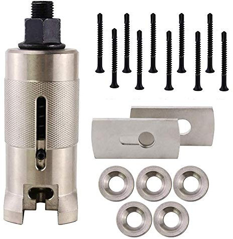 Professioneller Schlosser-Euro-Zylinderabzieher mit Schrauben, Flansch, Dichtung, Türzylinderabzieher, Nagelabzieher, Dietrich-Set, Edelstahl-Power-Abzieher (4,2 mm Schrauben)