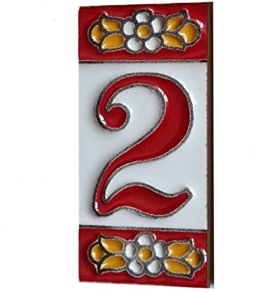 Generic Spanisches Fliesen-Set, Keramik, rotes Blumenmuster, 7,5 x 3,5 cm, 2 bis 10 Fliesenrahmen (2)