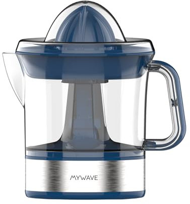 My Wave - Exprimidor Eléctrico sin Palanca - Rápida Extracción de Zumo - Potencia de 40W - Capacidad de 0,7 L - Asa para Sujetar - Cuerpo de Acero Inoxidable - Cono de Plástico