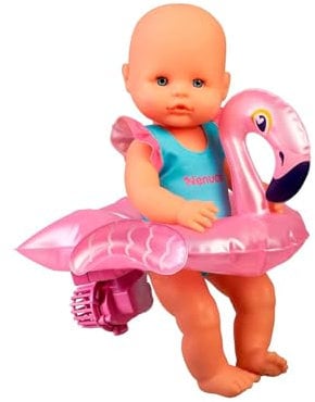 Nenuco - Il est Temps de Nager, Poupée bébé Nageur, avec Un Flotteur Flamant avec Un Moteur Qui Le Fait Tourner dans Le Bain et la Piscine, Jouet étanche pour l'heure du Bain