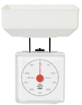 Home Mechanische Küchenwaage aus ABS-Kunststoff, weiß, maximale Traglast: 0,5 kg, Standard, Medium