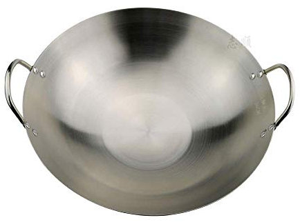 ksamwjf Pentole da Cucina Wok Padella Non Rivestita Padella Wok Professionale Grande con Manico Wok Multifunzione in Acciaio Inossidabile 60 cm