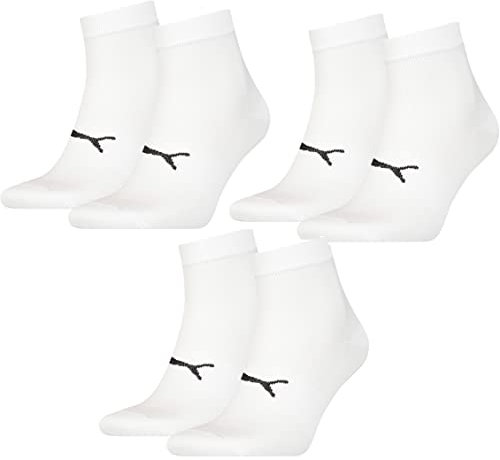 PUMA 6 Paar atmungsaktive, elastische Quarter Socken Damen & Herren/Sportsocken