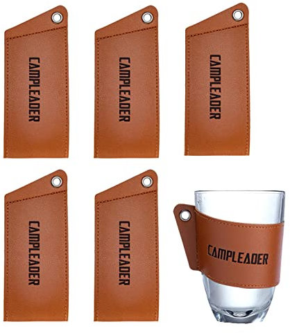 ARTIBY Coffee – 6 Heat Resistant Leather Coffee Cup Sleeves – Reusable and Leather Drink Holder for Coffee, Tea Bubbles